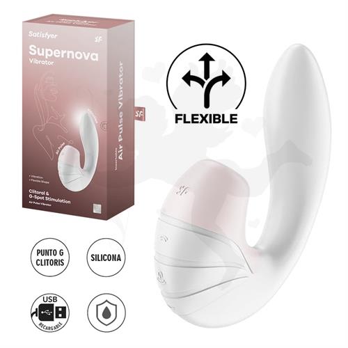 Supernova white succionador de clitoris con estimulacion de punto G y carga USB